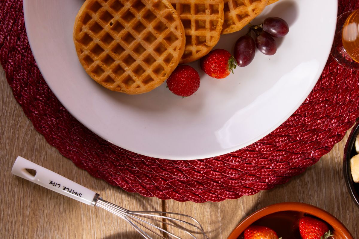 Crispy Oat Waffles made with Oat-EH! oat pancake and waffle mix