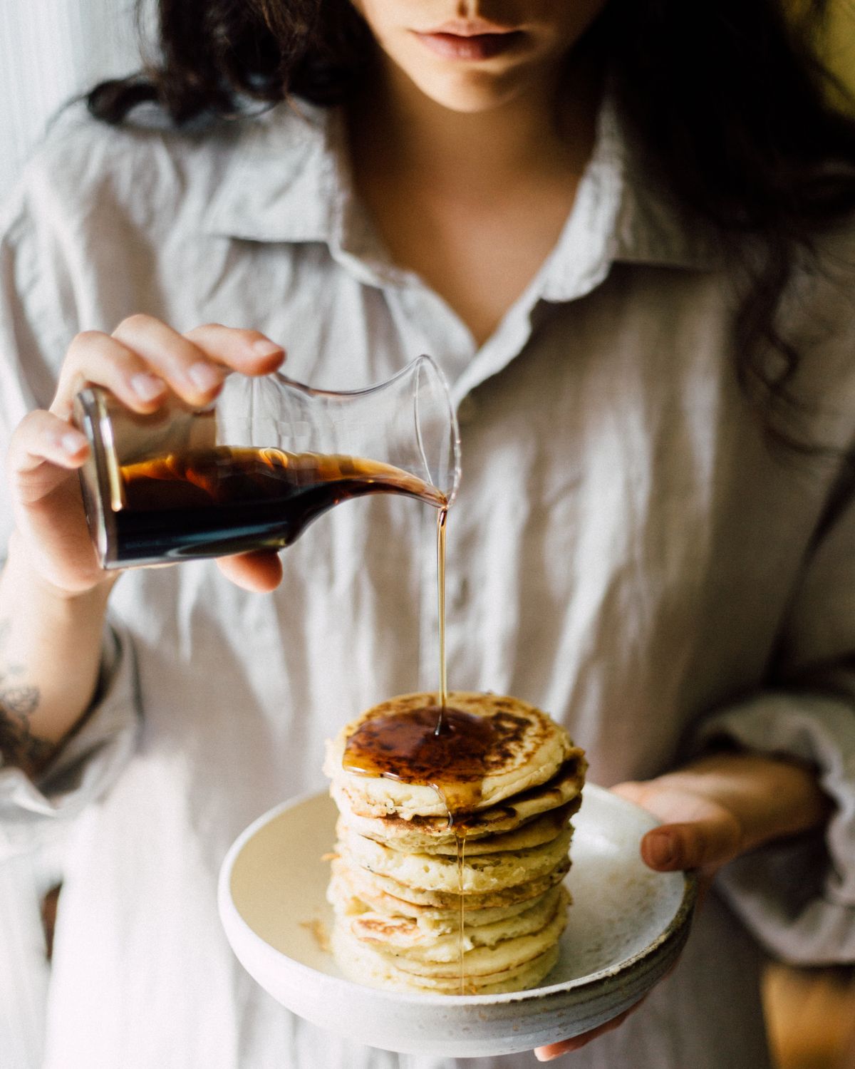 Holiday Spice Pancakes made with Oat-EH! oat pancake and waffle mix